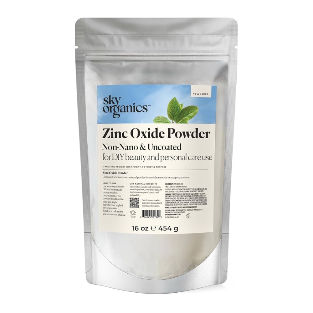 🌙 B130 - Sky Organics - Zinc Oxide Powder, 16 oz - Non-Nano & Uncoated